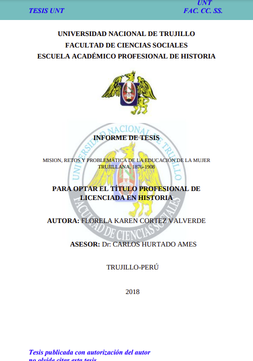 Misión, retos y problemática de la educación de la mujer trujillana, 1876 - 1908