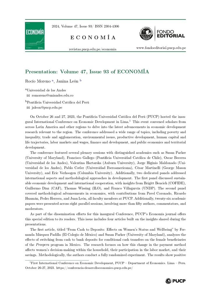 Revista Economía Vol. 47 No. 93