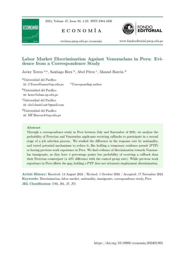 Revista Economía Vol. 47 No. 94