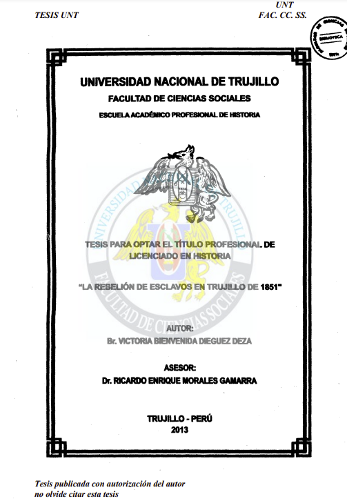 La rebelión de los esclavos en trujillo de 1851