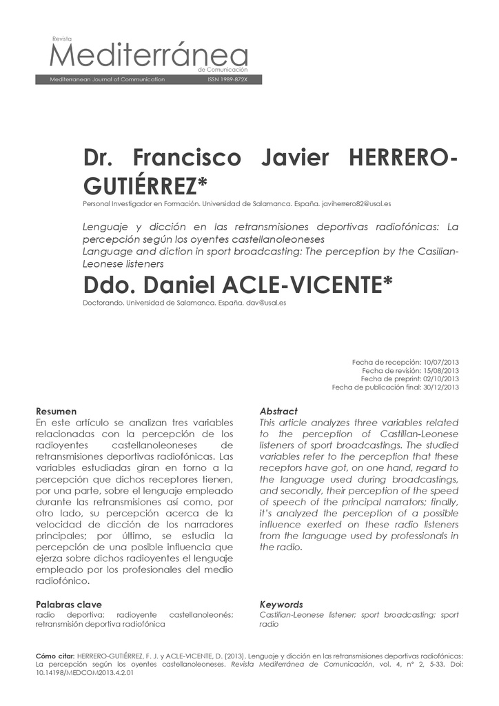 Revista Mediterránea de Comunicación Vol. 4 Núm. 2