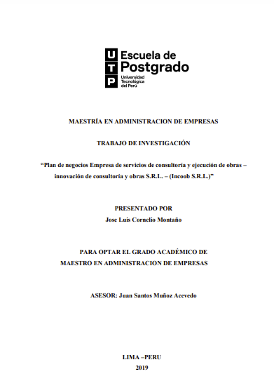 Plan de negocios Empresa de servicios de consultoría y ejecución de obras - Innovación de Consultoría y Obras S.R.L.