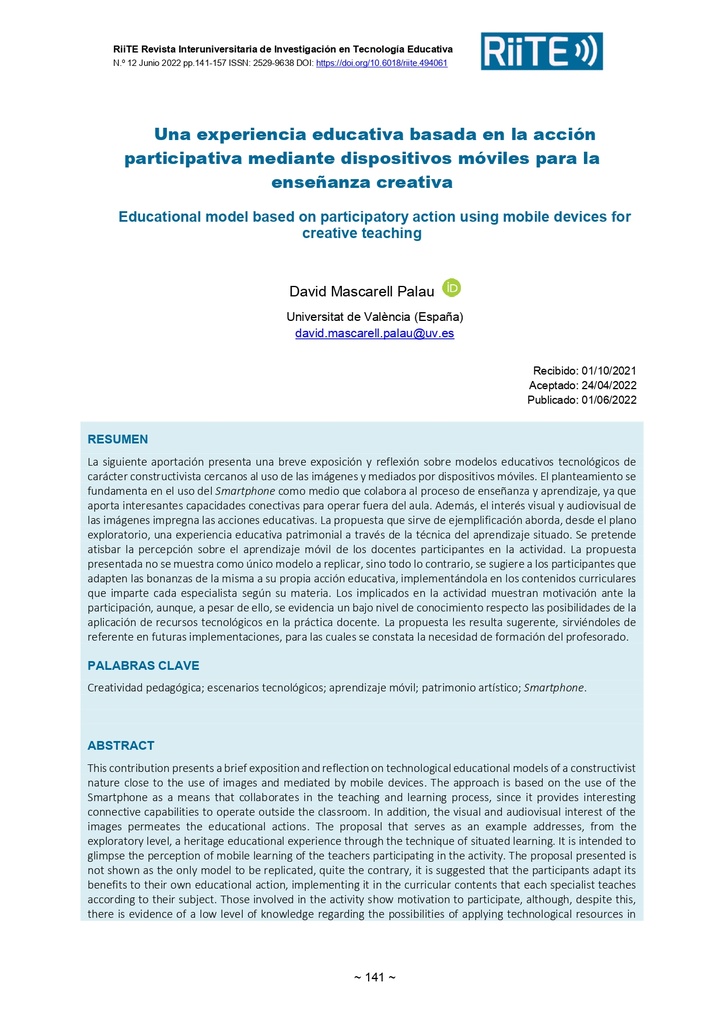 Revista interuniversitaria de investigación en Tecnología Educativa Nº 12 - Emprendimiento digital