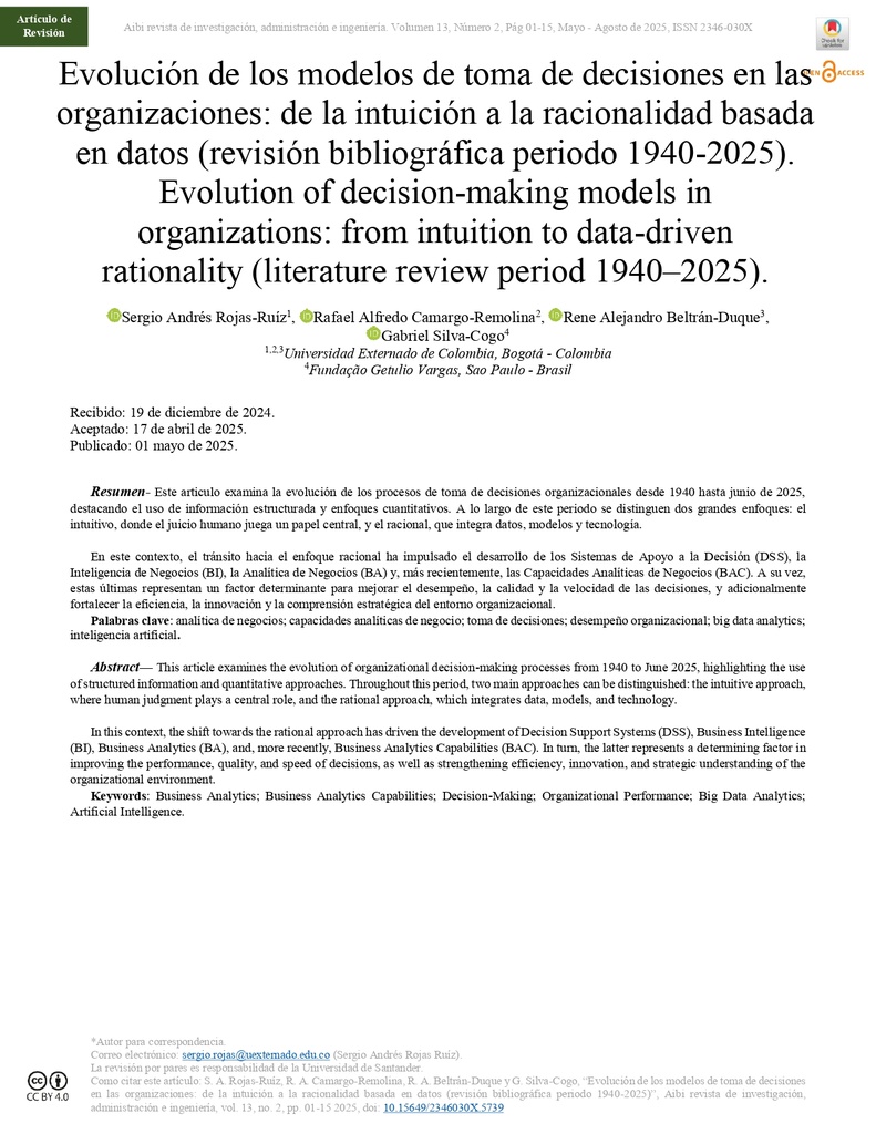 AiBi Revista de Investigación, Administración e Ingeniería Vol. 13 Núm. 2