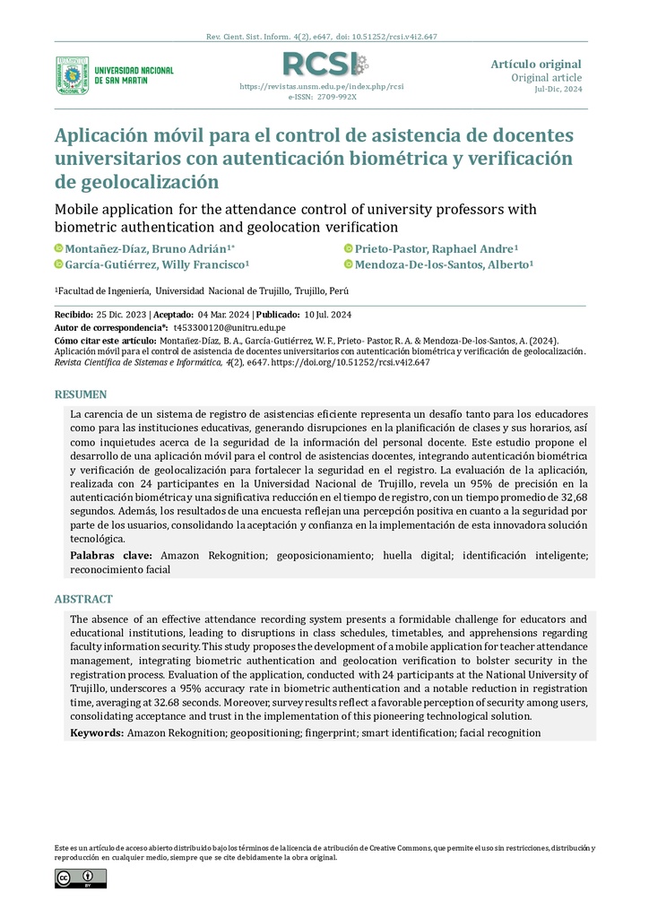Revista Científica de Sistemas e Informática Vol. 4 No. 2