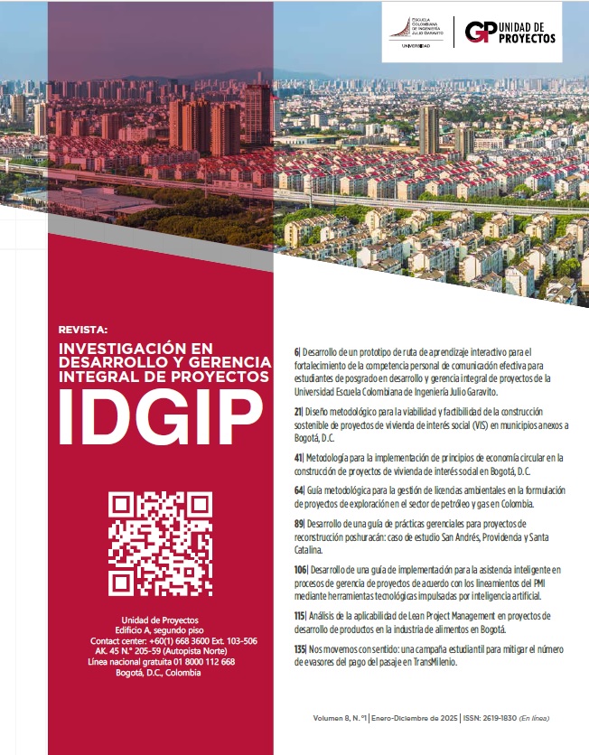 Revista Investigación en Desarrollo y Gerencia Integral de Proyectos Vol. 8 Núm. 1