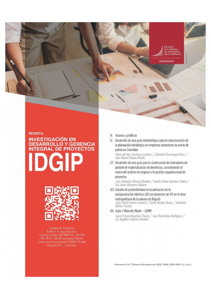Revista Investigación en Desarrollo y Gerencia Integral de Proyectos Vol. 6 Núm. 1