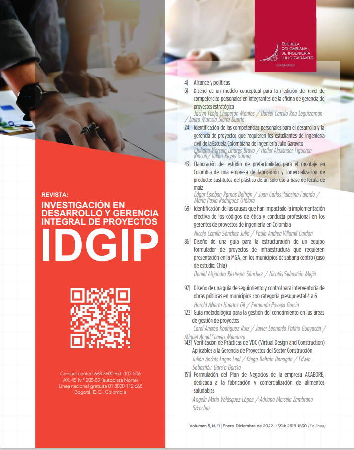 Revista Investigación en Desarrollo y Gerencia Integral de Proyectos Vol. 5 Núm. 1