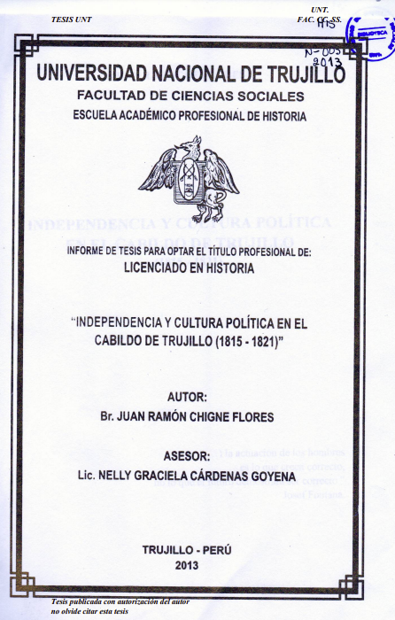 Independencia y cultura politica en el cabildo de trujillo (1815-1821)