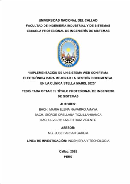 Implementación de un sistema web con firma electrónica para mejorar la gestión documental en la clínica Stella Maris, 2025