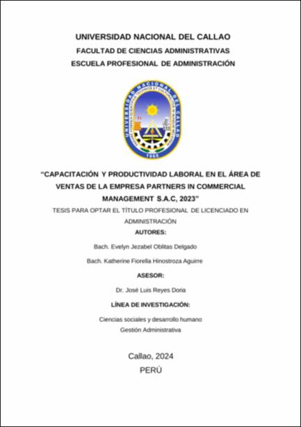 Capacitación y productividad laboral en el área de ventas de la empresa Partners In Commercial Management S.A.C, 2023