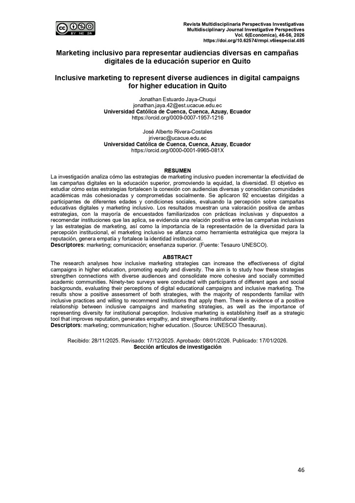 Marketing inclusivo para representar audiencias diversas en campañas digitales de la educación superior en Quito