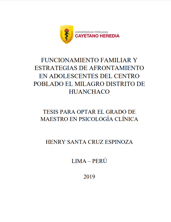 Funcionamiento familiar y estrategias de afrontamiento en adolescentes del Centro Poblado El Milagro distrito de Huanchaco