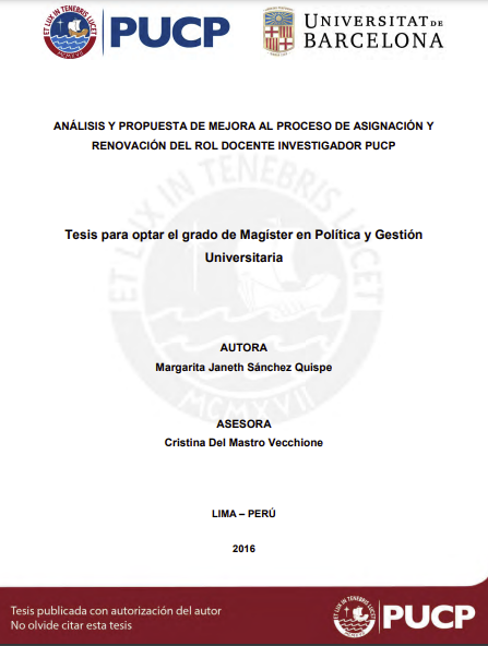 Análisis y propuesta de mejora al proceso de asignación y renovación del rol docente investigador PUCP