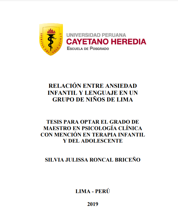Relación entre ansiedad infantil y lenguaje en un grupo de niños de Lima