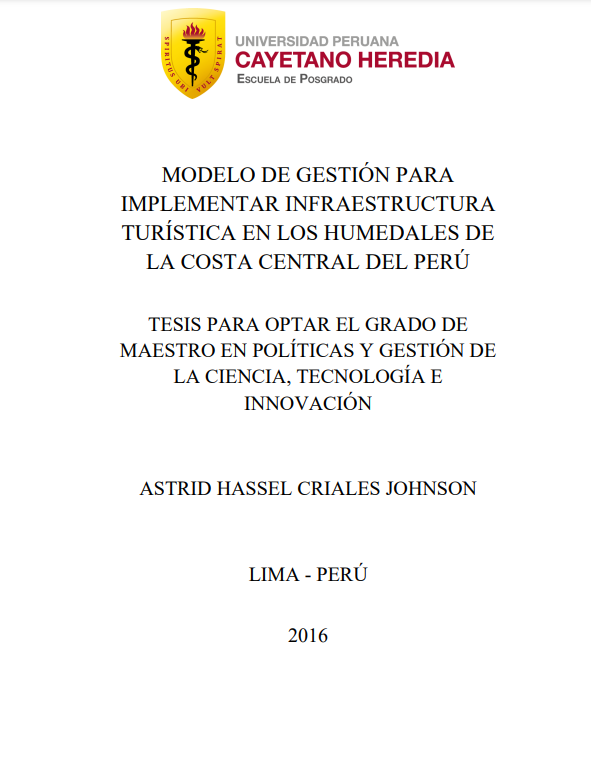 Modelo de gestión para implementar infraestructura turística en los Humedales de la Costa Central del Perú