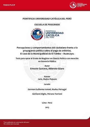 Percepciones y comportamientos del ciudadano frente a la propaganda política sobre el pago de arbitrios