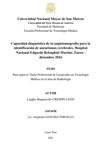 Capacidad diagnóstica de la angiotomografía para la identificación de aneurismas cerebrales