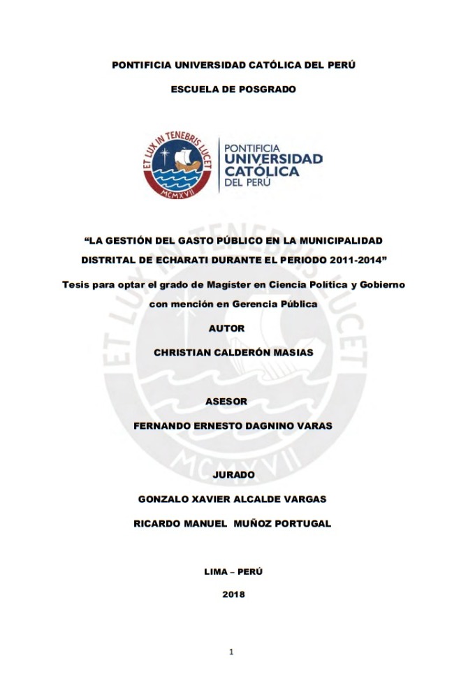 La gestión del gasto público en la municipalidad distrital de Echarati durante el periodo 2011-2014