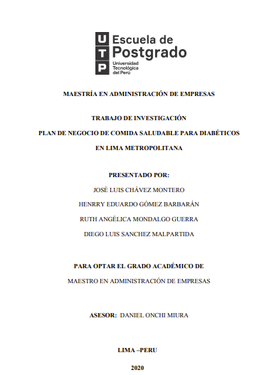 Plan de negocio de comida saludable para diabéticos en Lima Metropolitana