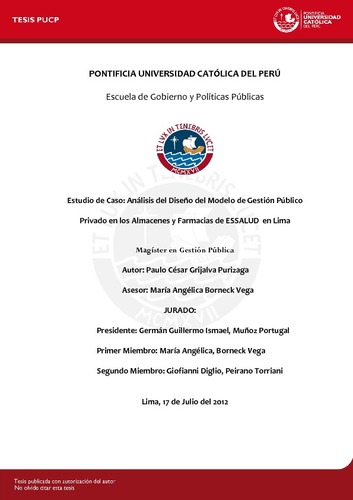 Estudio de caso: análisis del diseño del modelo de gestión público privado en los almacenes y farmacias de ESSALUD en Lima