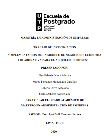 Implementación de un modelo de negocio de economía colaborativa para el alquiler de bienes