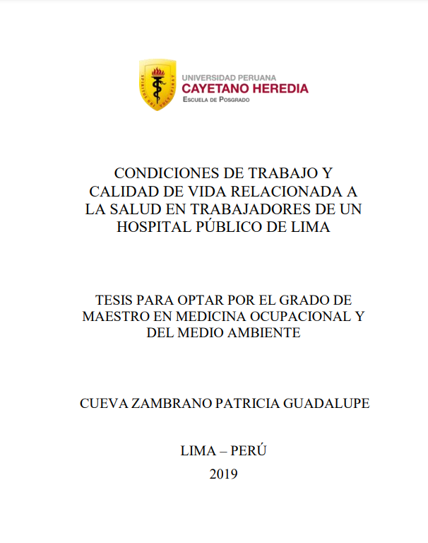 Condiciones de trabajo y calidad de vida relacionada a la salud en trabajadores de un hospital público de Lima