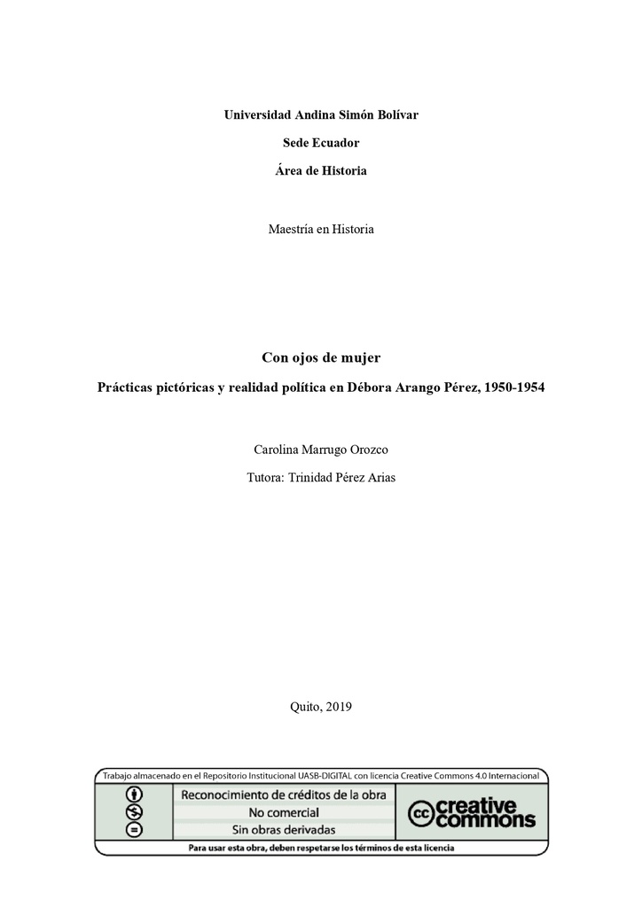 Con ojos de mujer: prácticas pictóricas y realidad política en Débora Arango Pérez, 1950-1954