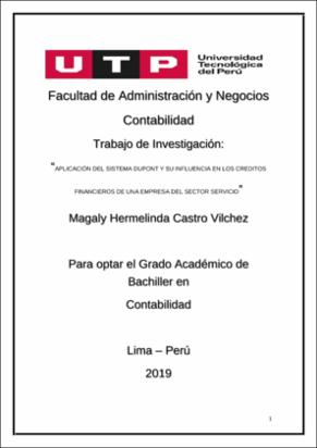 Aplicación del sistema Dupont y su influencia en los créditos financieros de una empresa del sector servicio