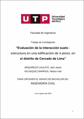 Evaluación de la interacción suelo - estructura en una edificación de 4 pisos, en el distrito de Cercado de Lima