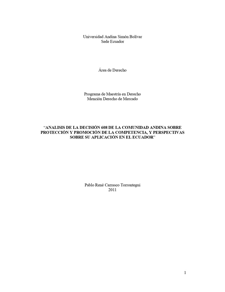 Análisis de la Decisión 608 de la Comunidad Andina