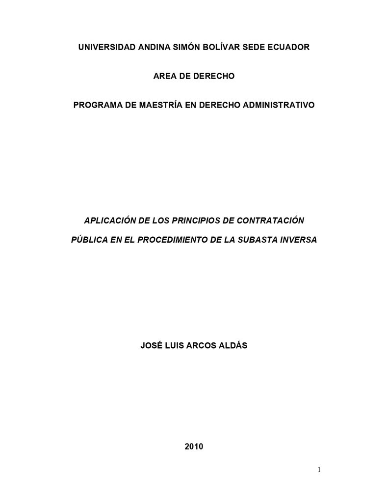 Aplicación de los principios de contratación pública en el procedimiento de la subasta inversa