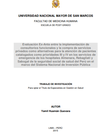 Evaluación Ex-Ante entre la implementación de consultorios funcionales y la compra de servicios privados