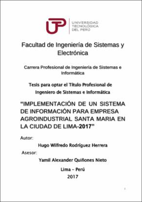 Implementación de un sistema de información para empresa agroindustrial Santa María en la ciudad de Lima 2017