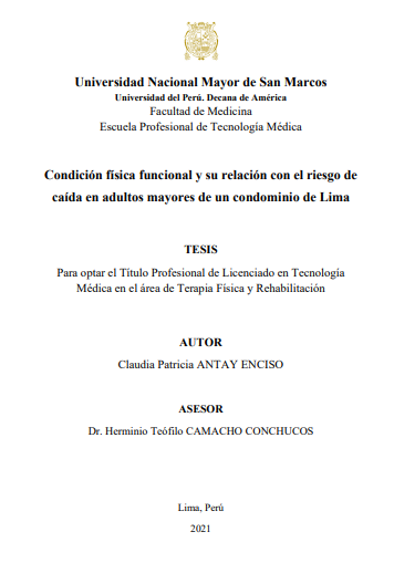 Condición física funcional y su relación con el riesgo de caída en adultos mayores de un condominio de Lima