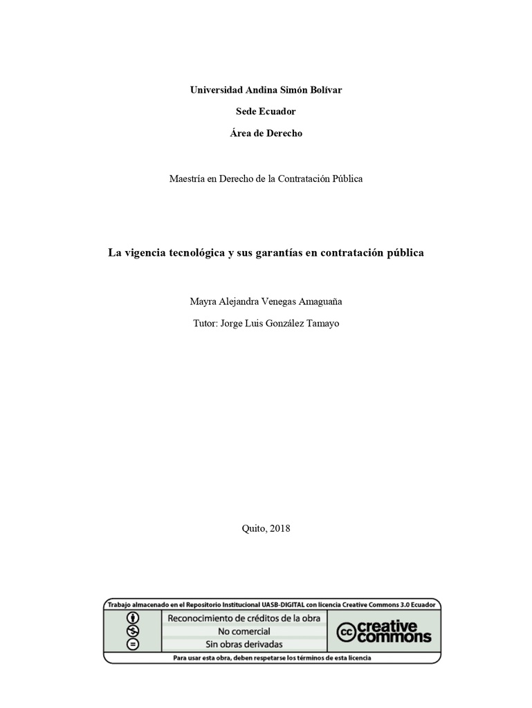 La vigencia tecnológica y sus garantías en contratación pública