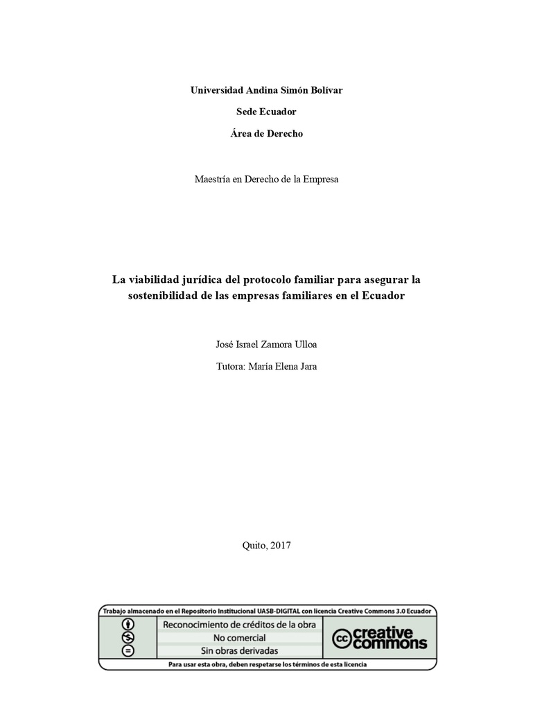 La viabilidad jurídica del protocolo familiar para asegurar la sostenibilidad de las empresas familiares en el Ecuador