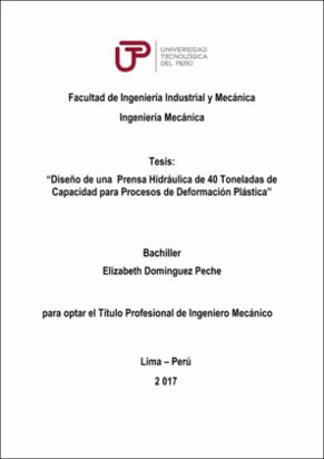 Diseño de un a prensa hidráulica de 40 toneladas de capacidad para procesos de deformación plástica