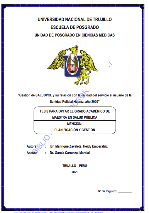 Gestión de SALUDPOL y su relación con la calidad del servicio al usuario