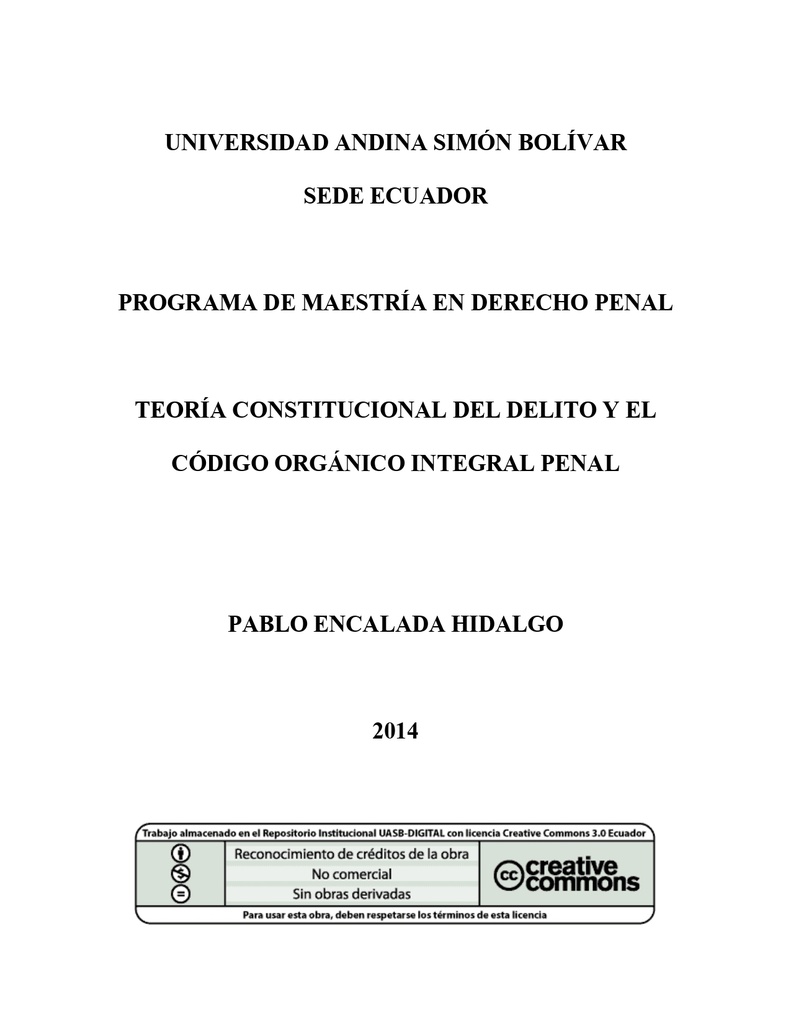 Teoría constitucional del delito y el Código Orgánico Integral Penal