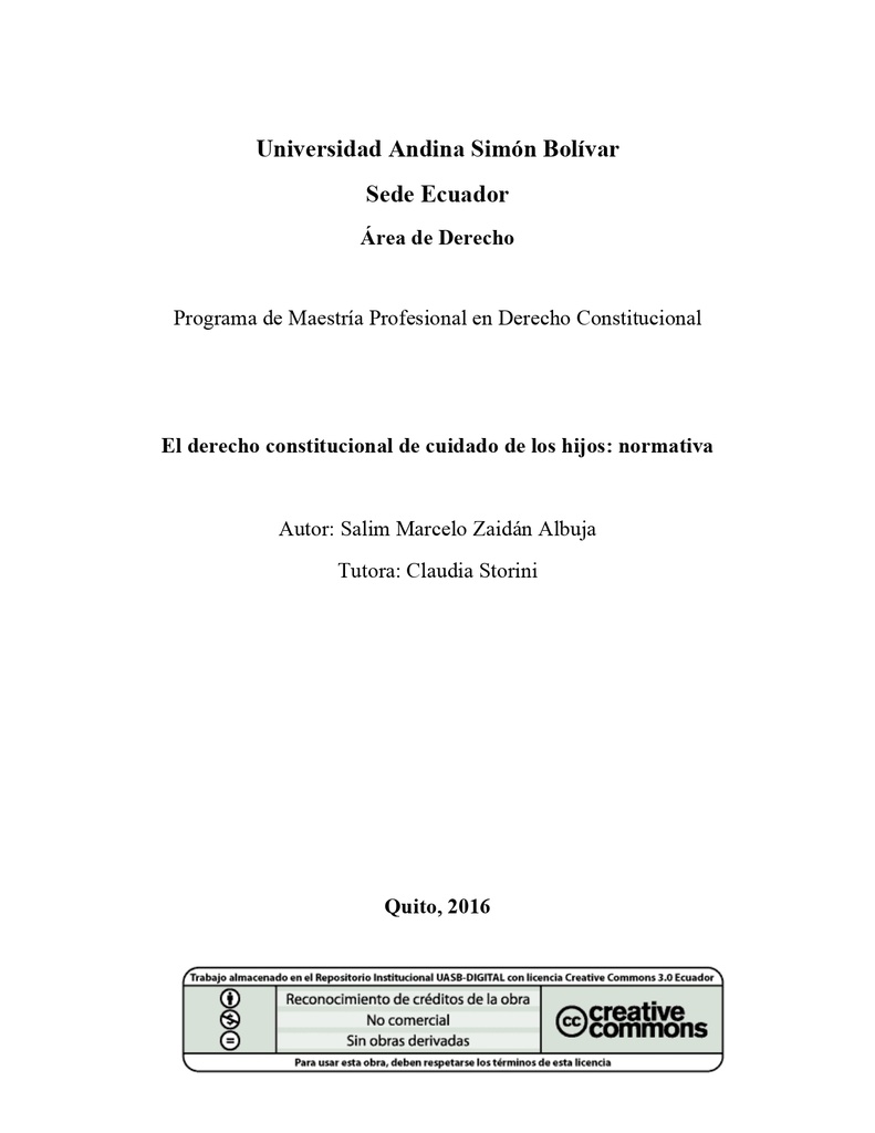 El derecho constitucional de cuidado de los hijos: normativa