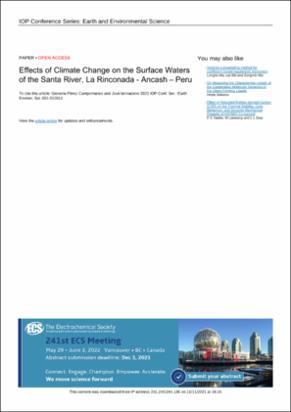 Effects of climate change on the surface waters of the Santa River, La Rinconada - Ancash - Peru