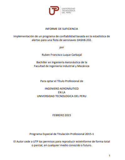 Implementación de un programa de confiabilidad basada en la estadística de alertas para una flota de aeronaves DASH8-202