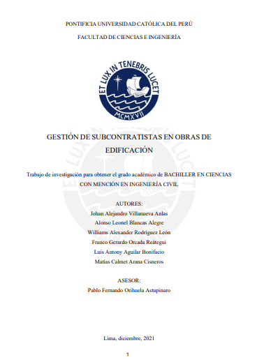 Gestión de subcontratistas en obras de edificación