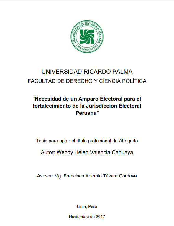 Necesidad de un Amparo Electoral para el fortalecimiento de la Jurisdicción Electoral Peruana