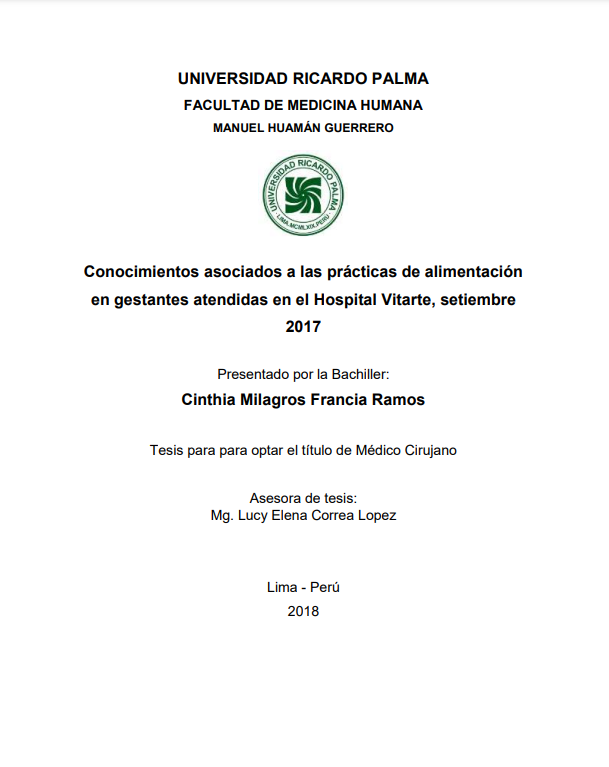 Conocimientos asociados a las prácticas de alimentación en gestantes atendidas en el Hospital Vitarte