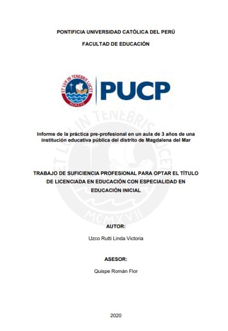 Informe de la práctica pre-profesional en un aula de 3 años de una institución educativa pública