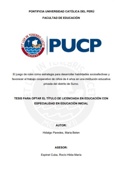 El juego de roles como estrategia para desarrollar habilidades socioafectivas y favorecer el trabajo cooperativo de niños