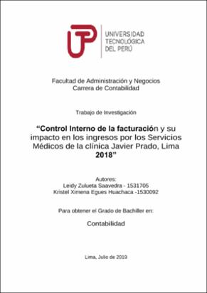 Control interno de la facturación y su impacto en los ingresos por los servicios médicos de la clínica Javier Prado