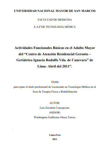 Actividades Funcionales Básicas en el Adulto Mayor